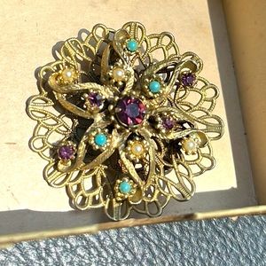 Vintage Brooch: Real Turquoise
